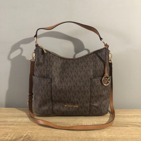 Michael Kors Anita LRG Brown Acorn Convertible Shoulder Crossbody Bag MSRP $428 - Picture 1 of 14